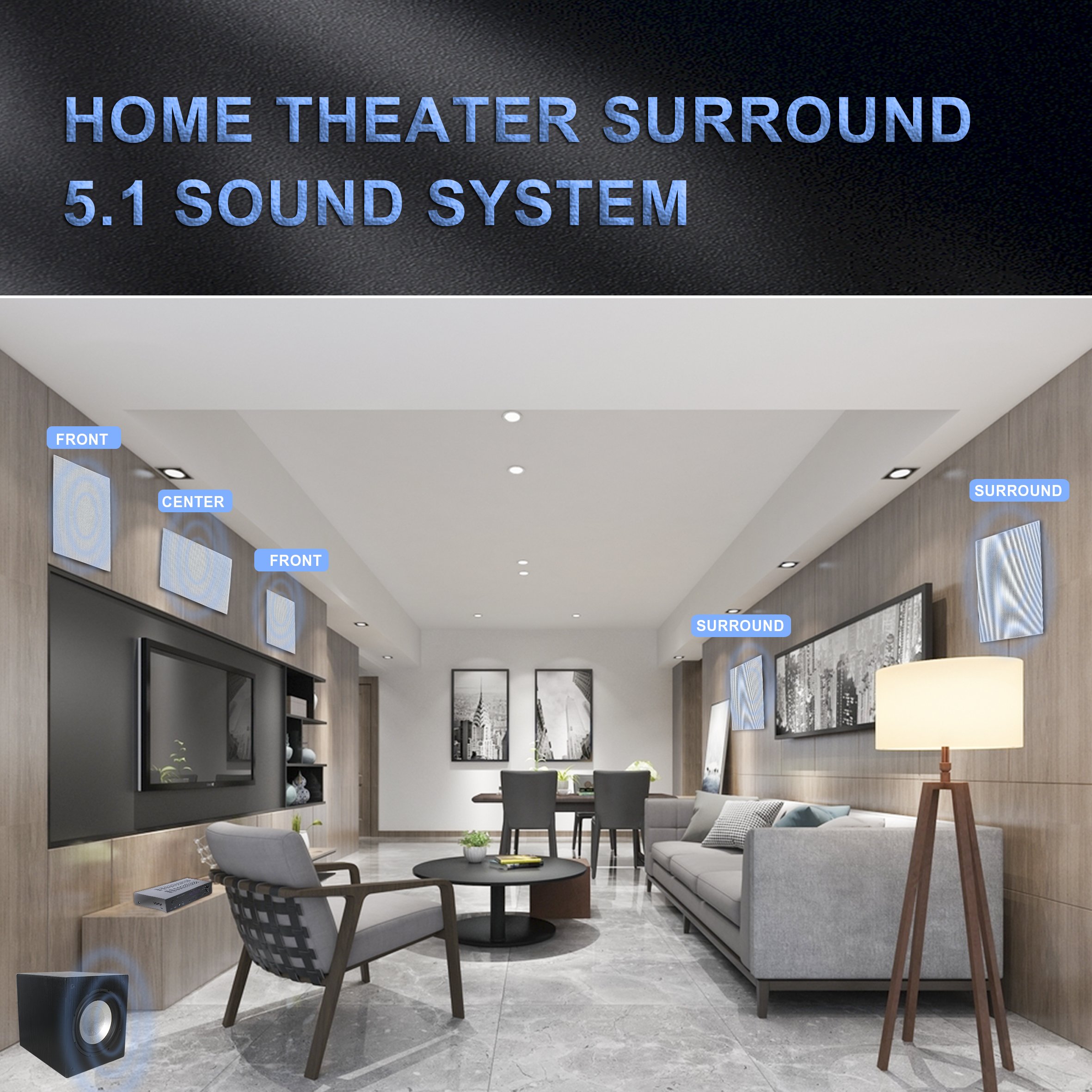 5.1 Channel Digital Bluetooth Audio Video Amplifier for Surround Sound system Hi-Fi Home Theater Receiver MP3 USB/SD