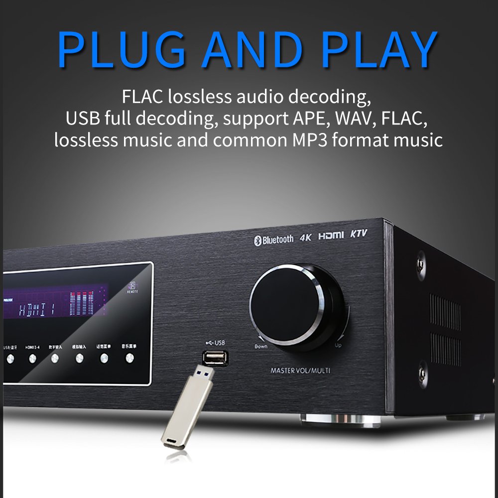 5.1 Home Theatre Decoding Power Amplifier Bluetooth Digital DSP Professional Audio Amplifier Audio Processing Receiver