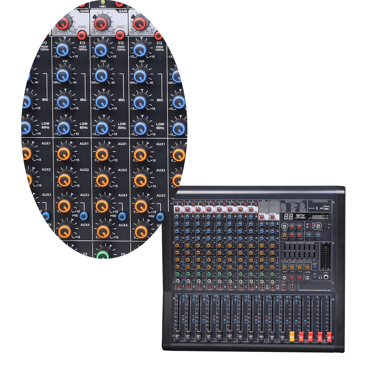 Public address system professional audio digital mixing console sound music dj mixer