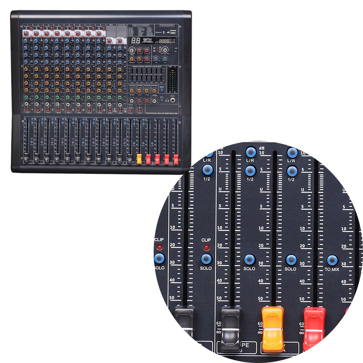Public address system professional audio digital mixing console sound music dj mixer
