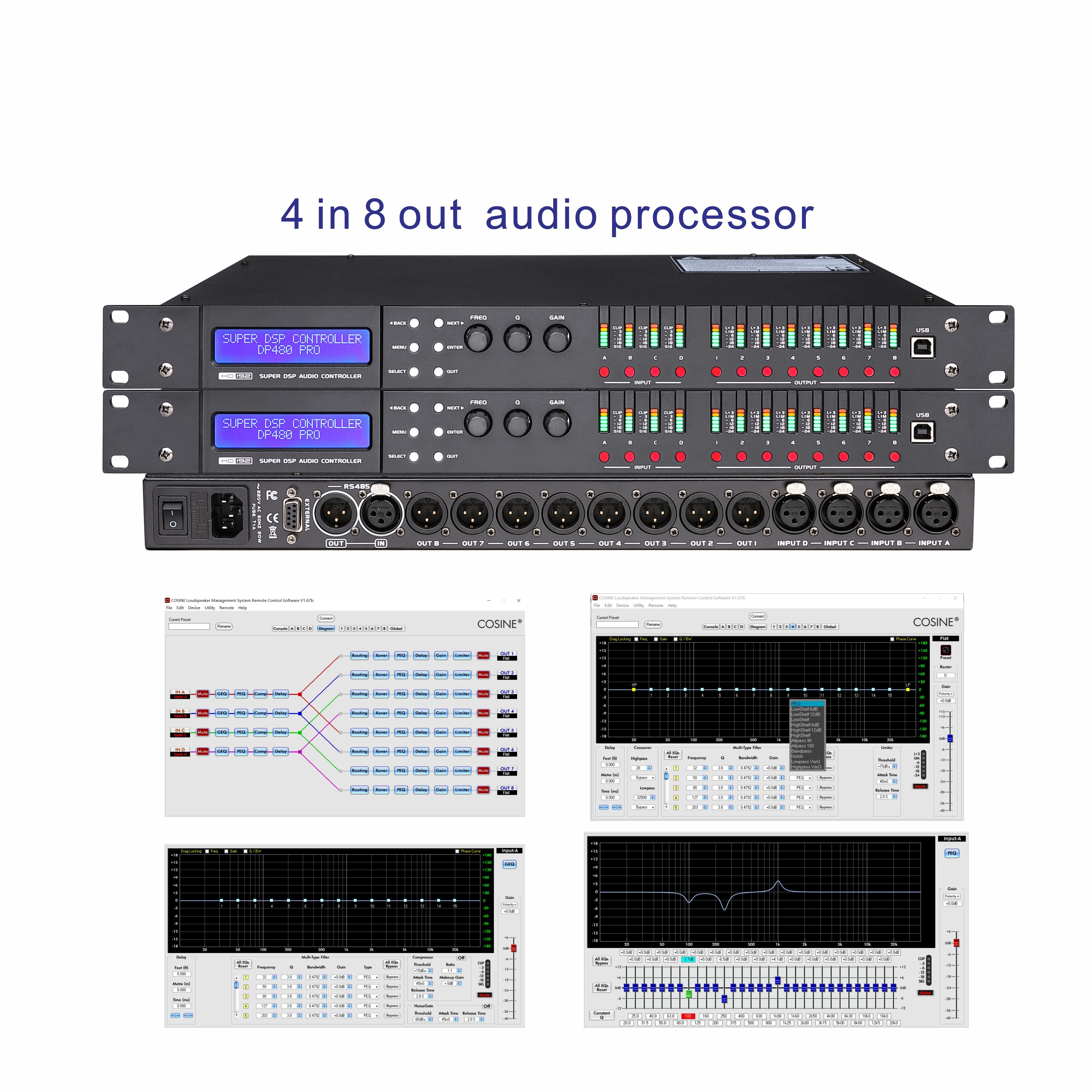Professional Digital Audio Processor for KTV pub Audio Echo Effect Mixer Audio Sound Equipment dj controller
