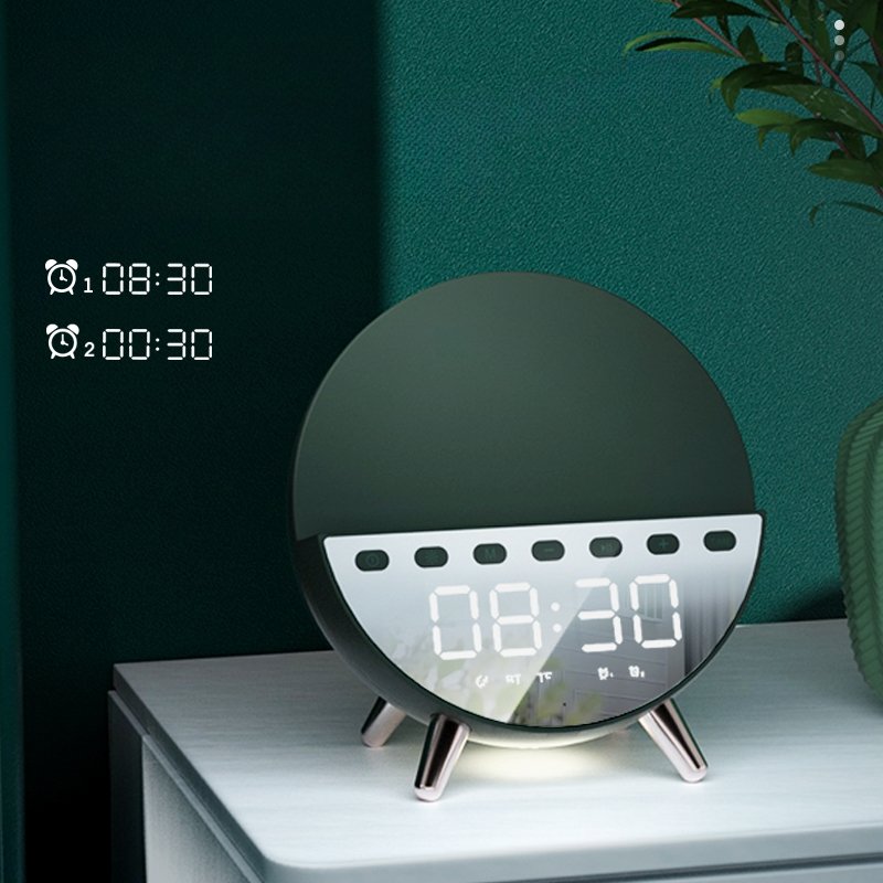 The Newest Alarm Clock Mini Smart Portable Bt Speakers 3 in 1 Multifunction night Light speaker with Wireless Chargers