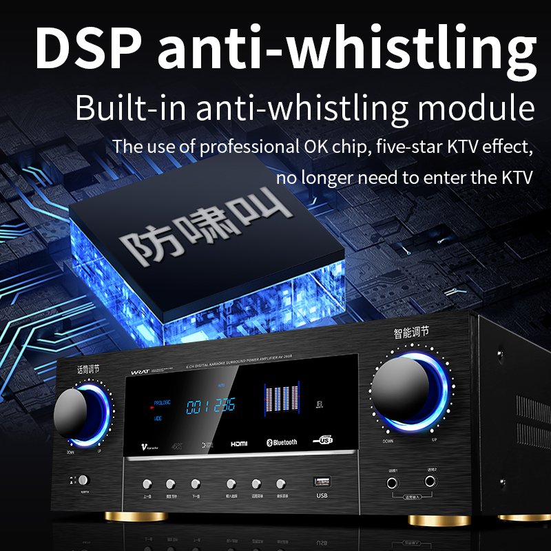 5.1 Power Amplifier Home High-power Professional Bluetooth HIFI Fever Subwoofer Home Theater Amplifier