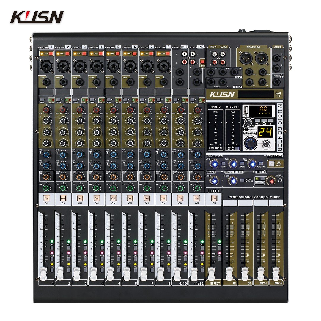 8 Channel 2 Group Digital Mixer Professional Audio Mixing Console Mini Sound Mixer Console with 24-bit DSP Bluetooth MP3 USB