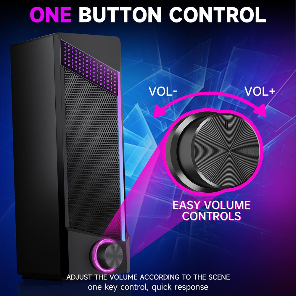 Colorful LED Digital Speaker Electronic Gadgets USB Desktop Subwoofer Laptop PC Sound Bar Wired Computer RGB Wireless Speakers