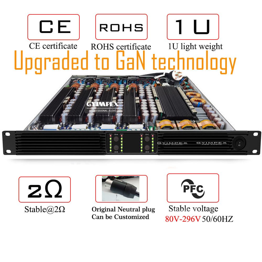 OEM/ODM High Quality Audio Amplifier 80-296v 1U 4*2000W 4 channel class d high power amplifier 3 years Guarantee