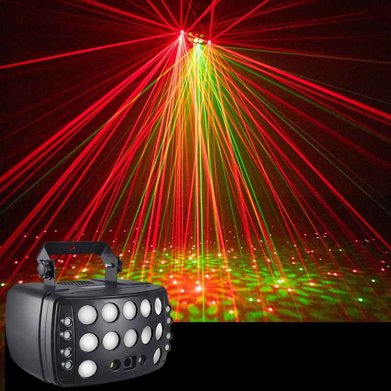 DJ Disco Beam 4IN1 Stage Light Red Green Laser Patterns Strobe Dynamic Marquee Effect Party Wedding Club Dance Lamp