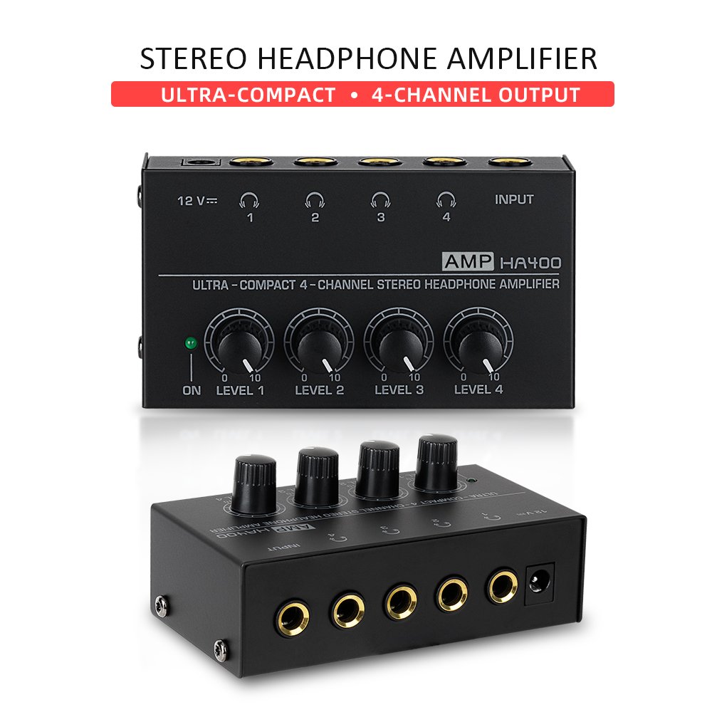 HA400 metal stereo headphone amplifier 4 channels portable hifi headset power amplifier home audio interface