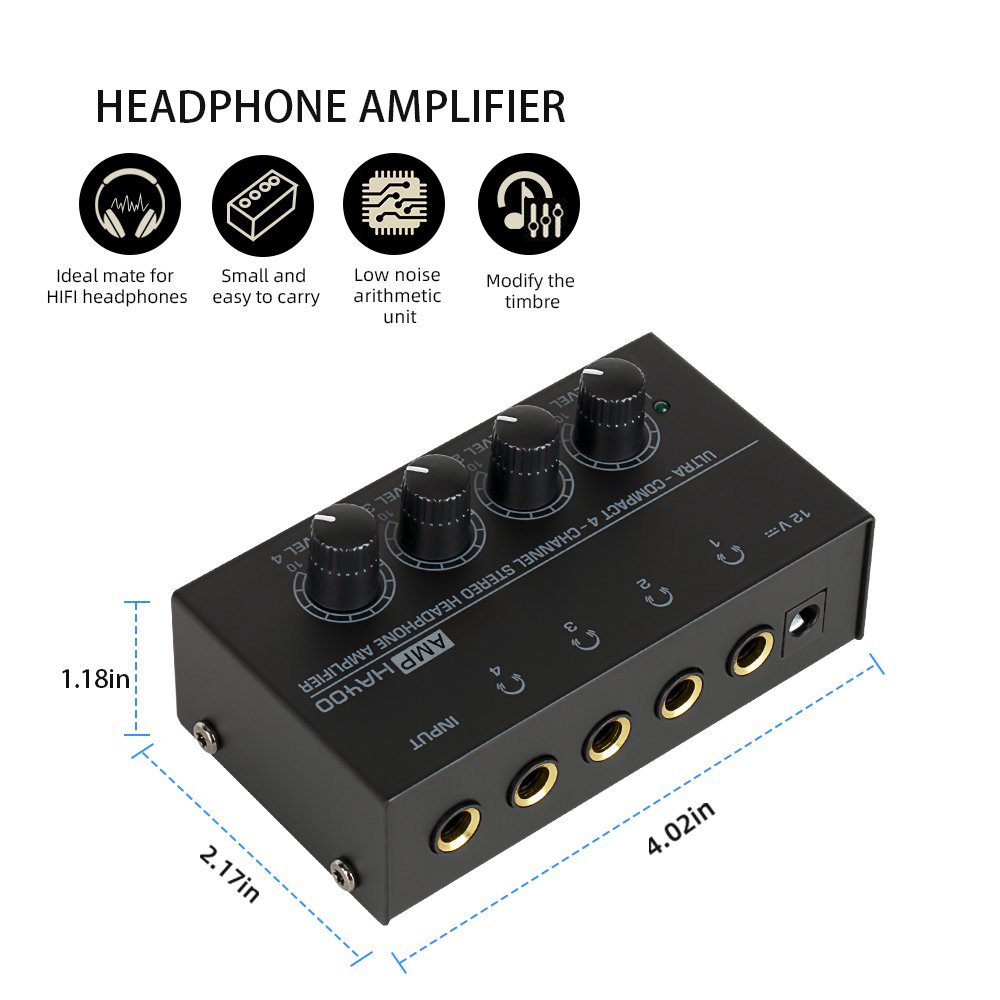 HA400 metal stereo headphone amplifier 4 channels portable hifi headset power amplifier home audio interface