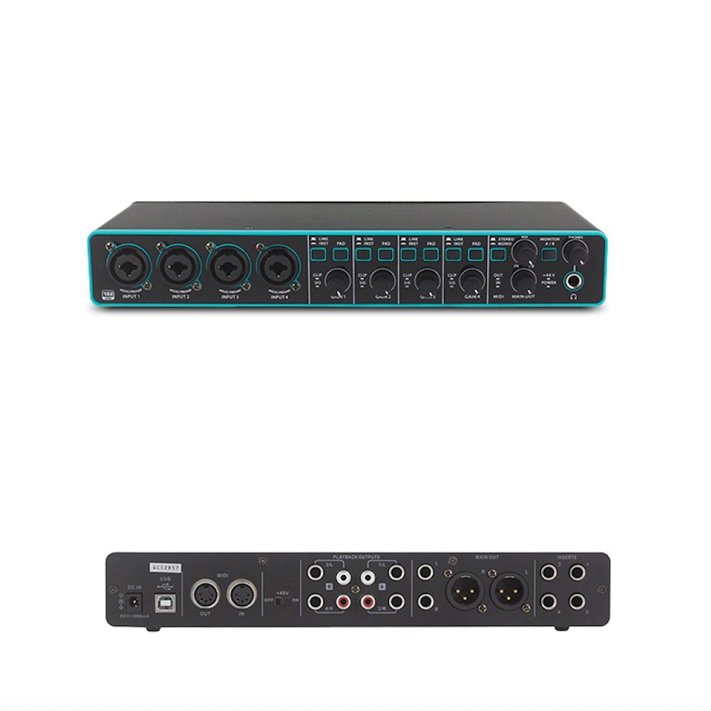 Voxfull UMC404 Mini 4 Channel 4x4 24-Bit 192 kHz Mixer DJ Console recording Sound Card Podcasting Studio musical instrument