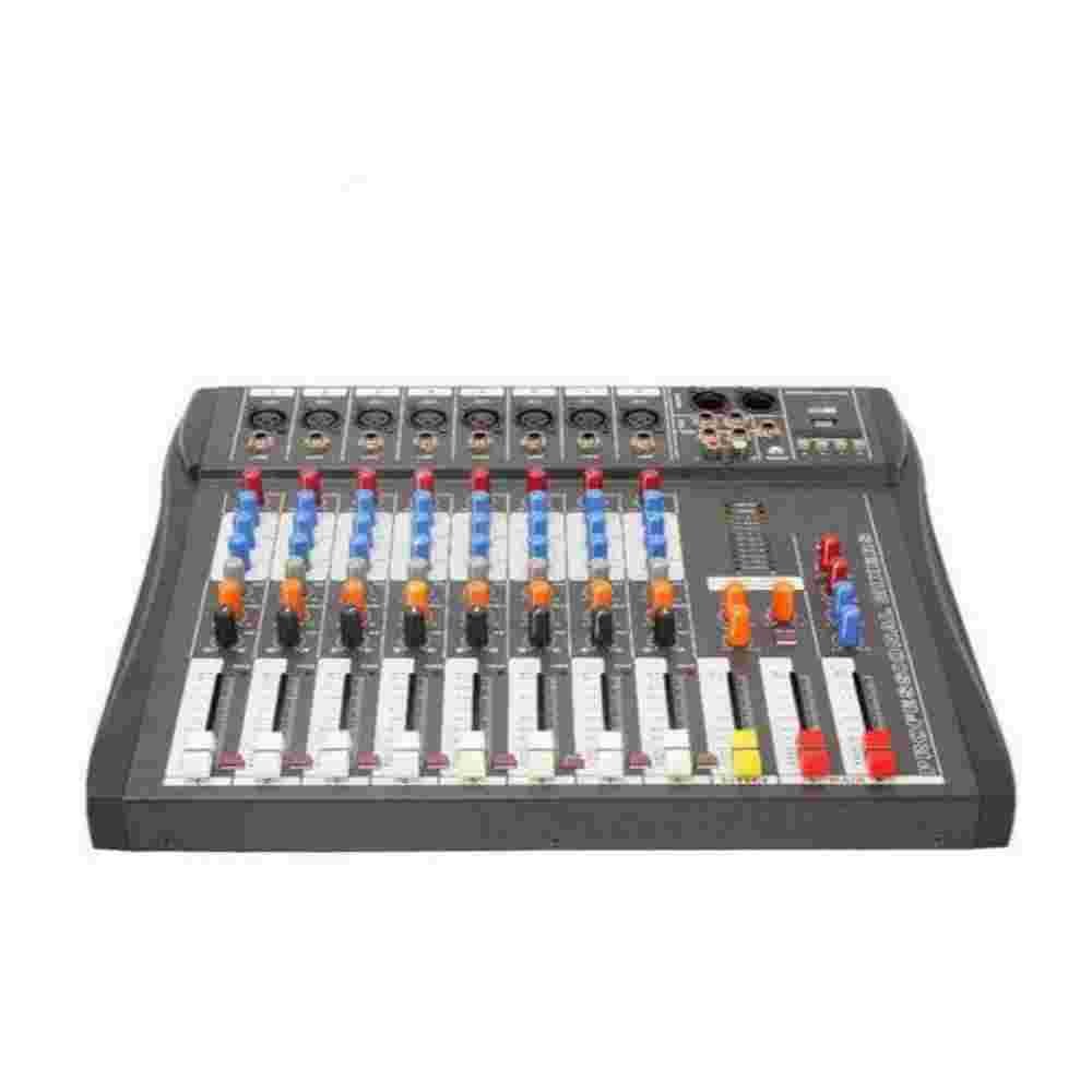 Professional 8 Channel USB Audio Sound Card Mixer DJ Mixing Console, 48V Phantom Power Monitoring Amplifier Mixer