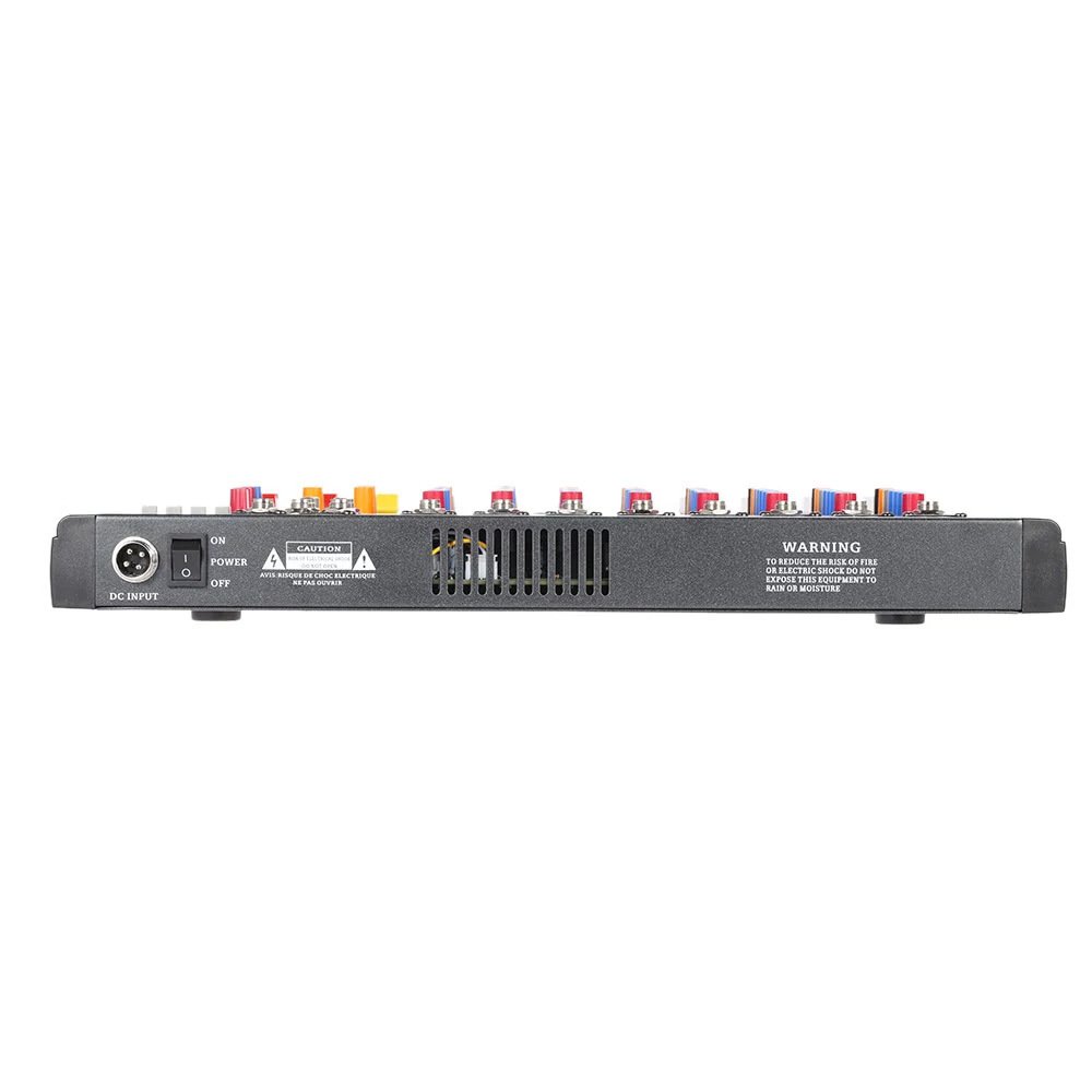Professional 8 Channel USB Audio Sound Card Mixer DJ Mixing Console, 48V Phantom Power Monitoring Amplifier Mixer