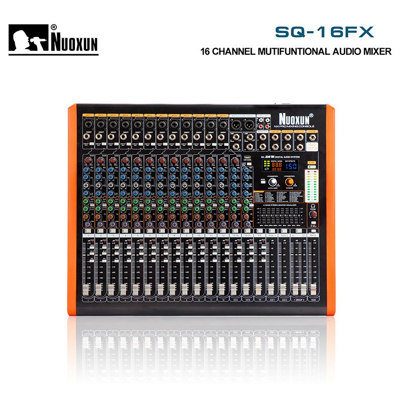 16 Channel Professional Microphone Line Mixer with USB Bluetooth Sound System Mixing Console