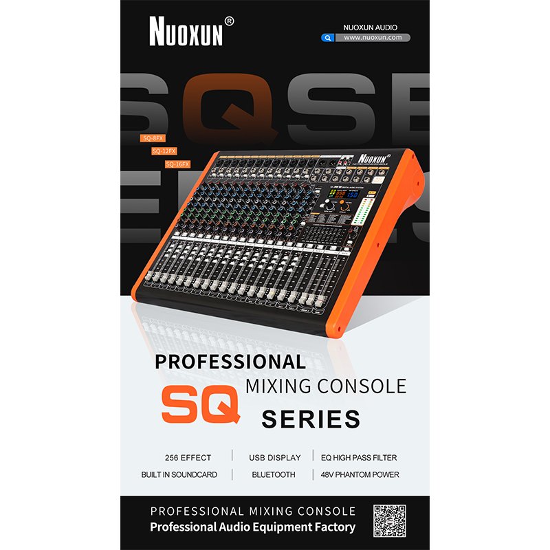 16 Channel Professional Microphone Line Mixer with USB Bluetooth Sound System Mixing Console
