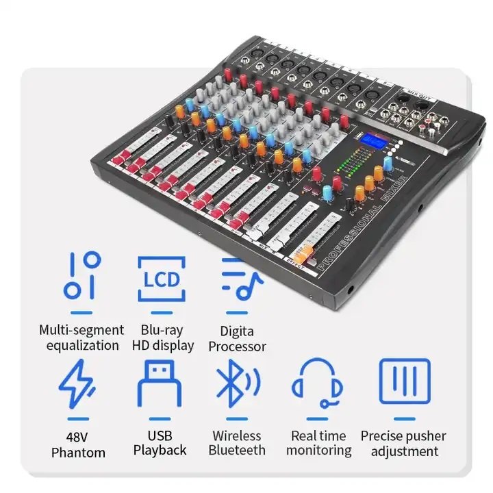 New CT8 USB 8 Channels Digitale Audio Mixer Digital Mixer Audio Sound Equipment Mixer DJ Controller Professional Audio