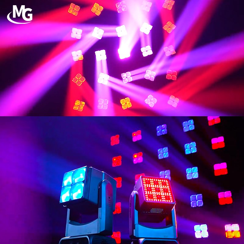 4PCS 60W Dual Face Beam Wash Strobe Pixel Moving Head Light 360 Degree Infinite Pan Tilt Movement for Stage Bar Disco Club