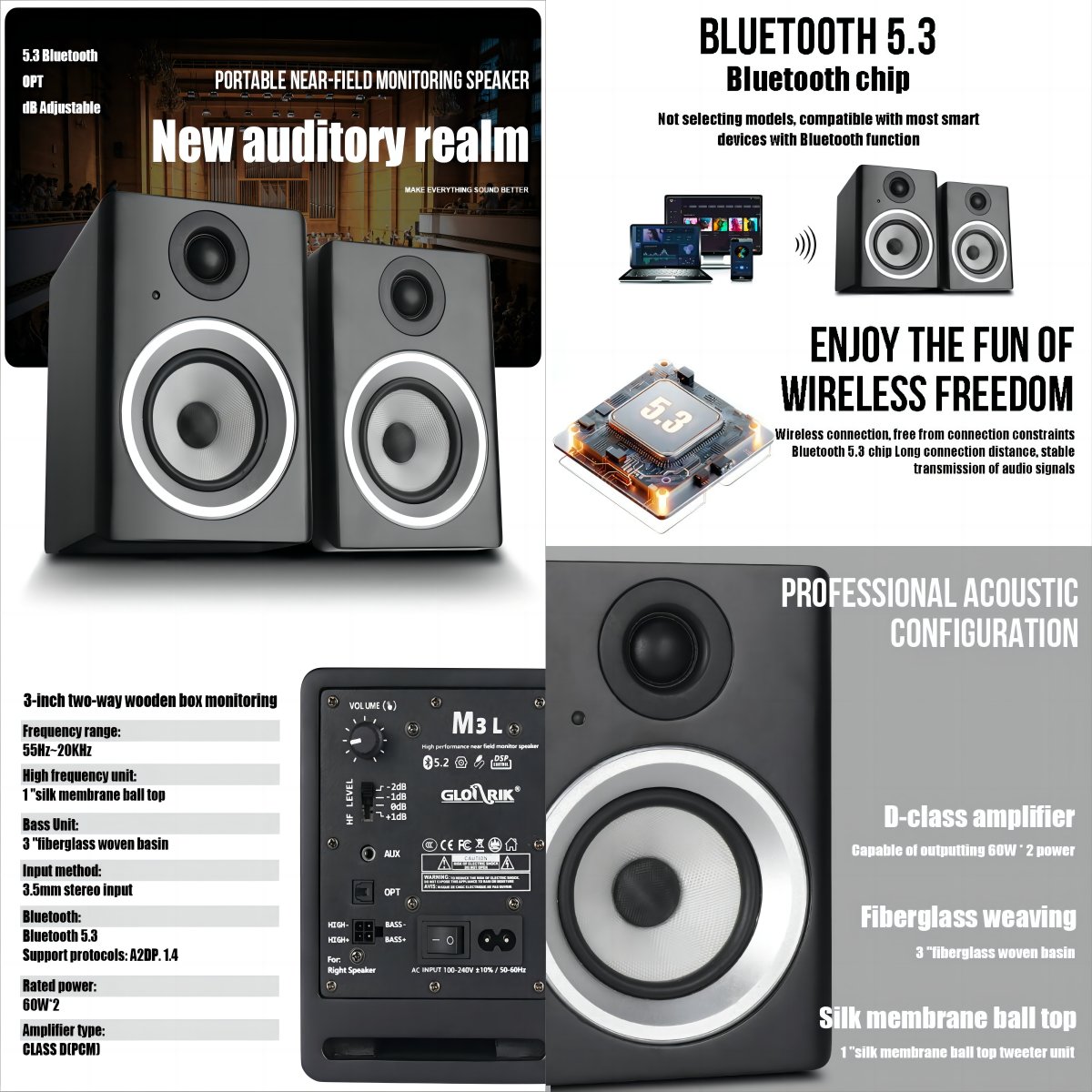 Professional Best Sound Active Monitor DJ Subwoofer Speakers Have TRS/XLR Bluetooths Input For Computer Home Theater game