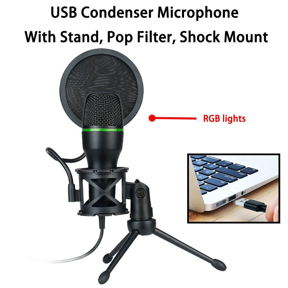 New Professional Usb Cable Wired Condenser Microphone Portable Pc Mic Desktop Microphone With Stand