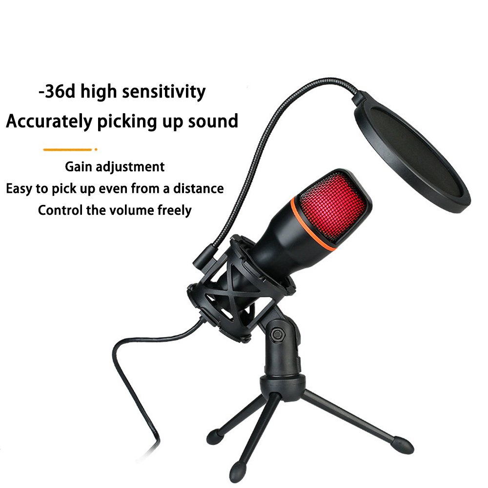 New Professional Usb Cable Wired Condenser Microphone Portable Pc Mic Desktop Microphone With Stand