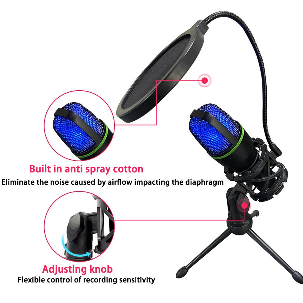 New Professional Usb Cable Wired Condenser Microphone Portable Pc Mic Desktop Microphone With Stand