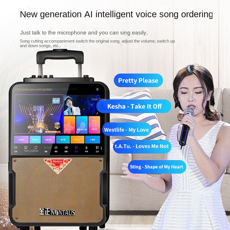 A61 Hot Sale Professional Audio Sound System Powered Outdoor HiFi Karaoke Machine with Touch Screen Video Portable Computer Use
