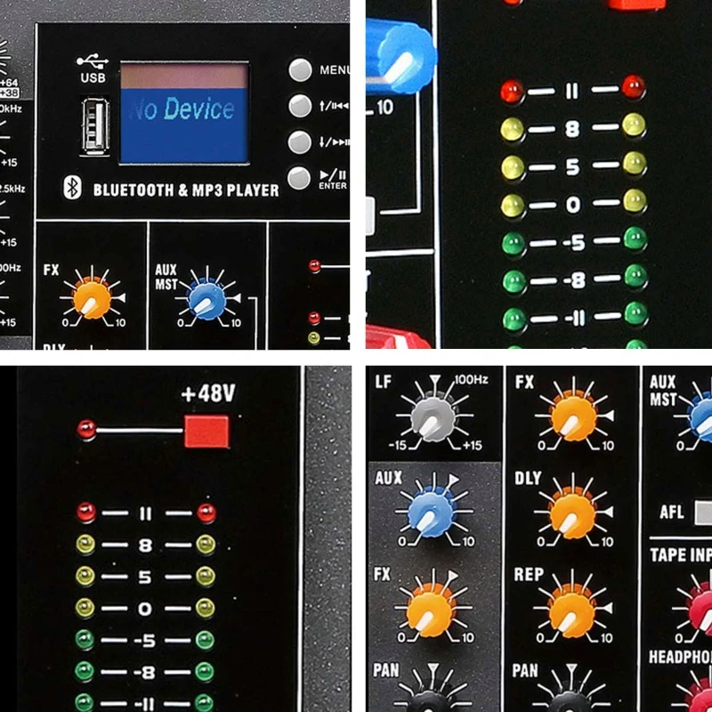Professional 16 Channel Microphone Line Mixer Audio Sound Card Mixer with USB Bluetooth Sound System Stage Studio DJ Controller
