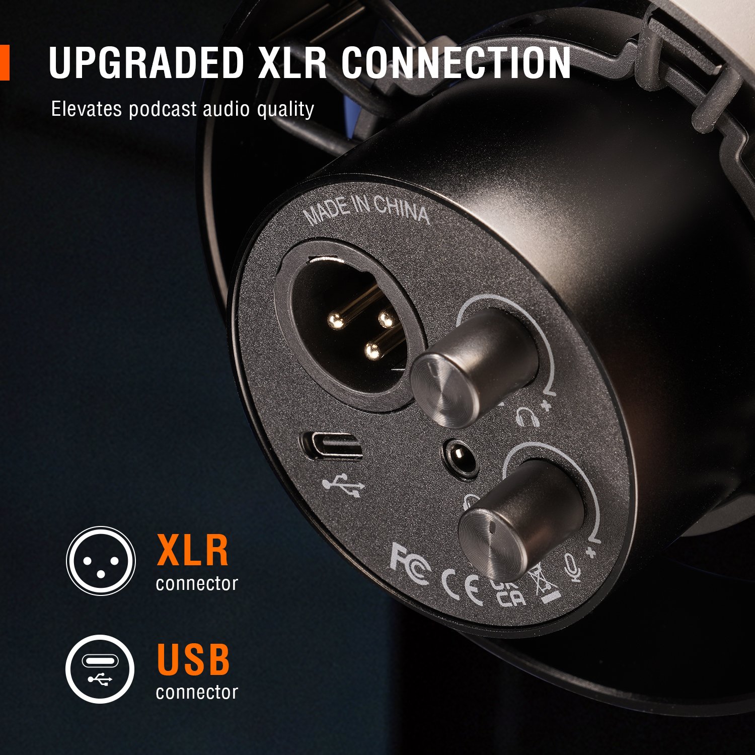 Fifine KSH2 Podcasting Equipment XLR Dynamic Microphone USB Sound Cards Recording Studio Monitor Headphone