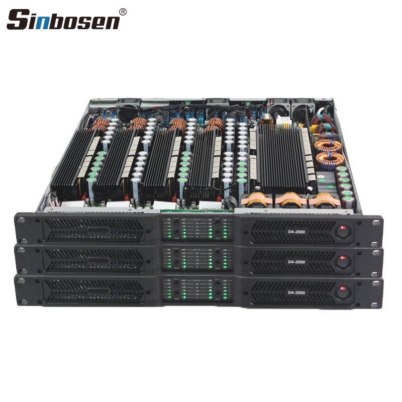 Sinbosen D4-2000 1U stable 2 ohms 4 channel sound equipment speaker audio class d power amplifier professional
