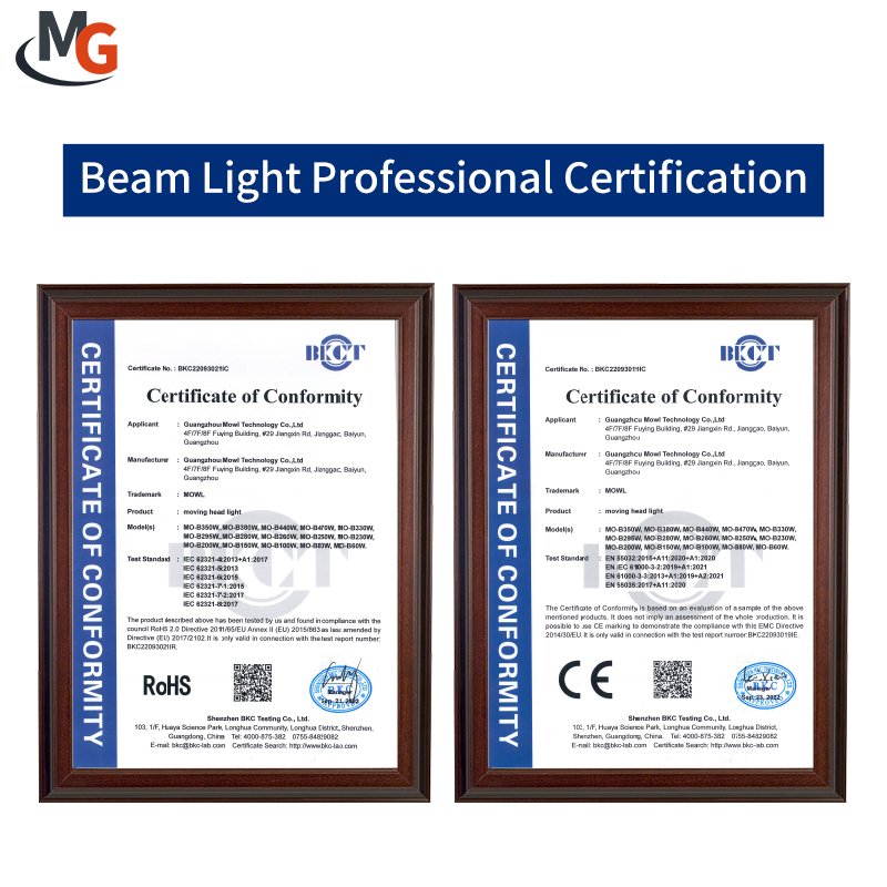 CE and RoHS Certification Mini Beam 230W Sharpy Beam Moving Head Light with 2in1 Flight Case Packing