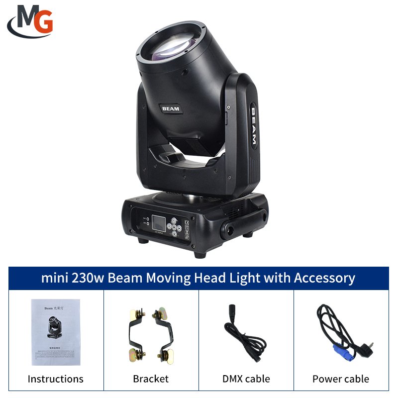 CE and RoHS Certification Mini Beam 230W Sharpy Beam Moving Head Light with 2in1 Flight Case Packing