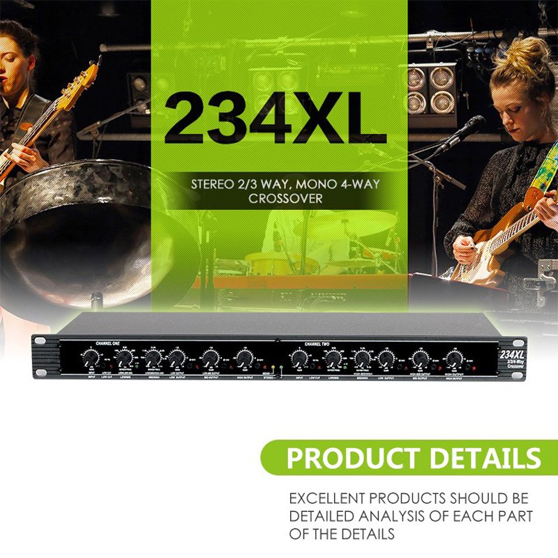 Professional Sound Peripheral Equipments Stereo 2/3 Way, Mono 4-Way 234XL Crossover audio Equalizer with XLR Connectors