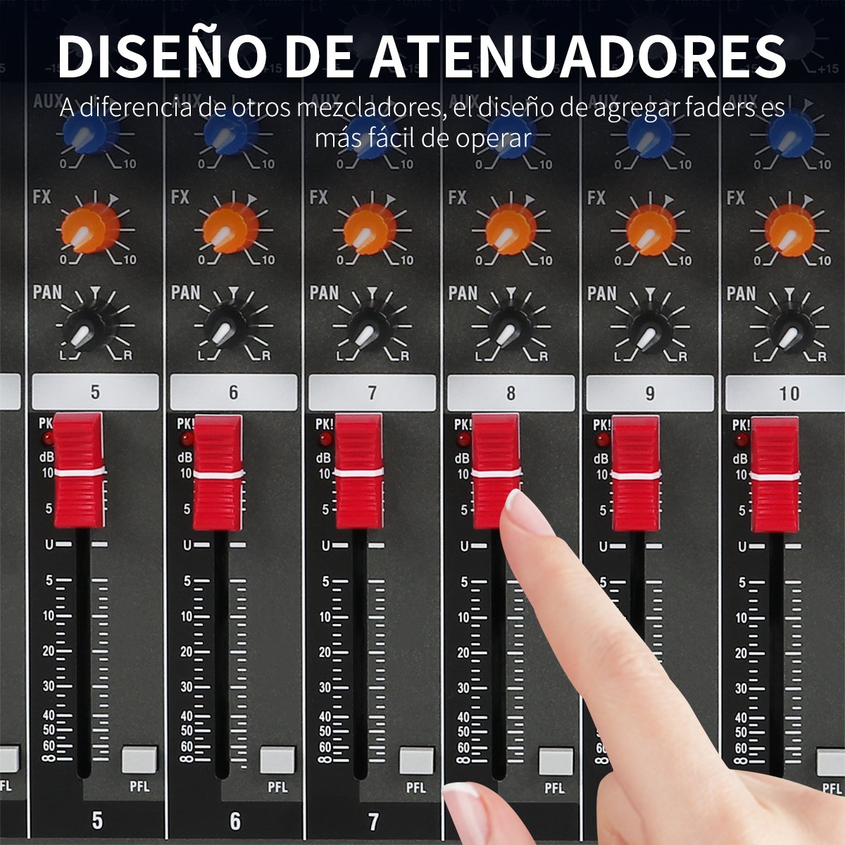 CT60X 6 Channel Audio Mixer Professional Audio Mixer Mixing Console with MP3/BT Function/USB Recording
