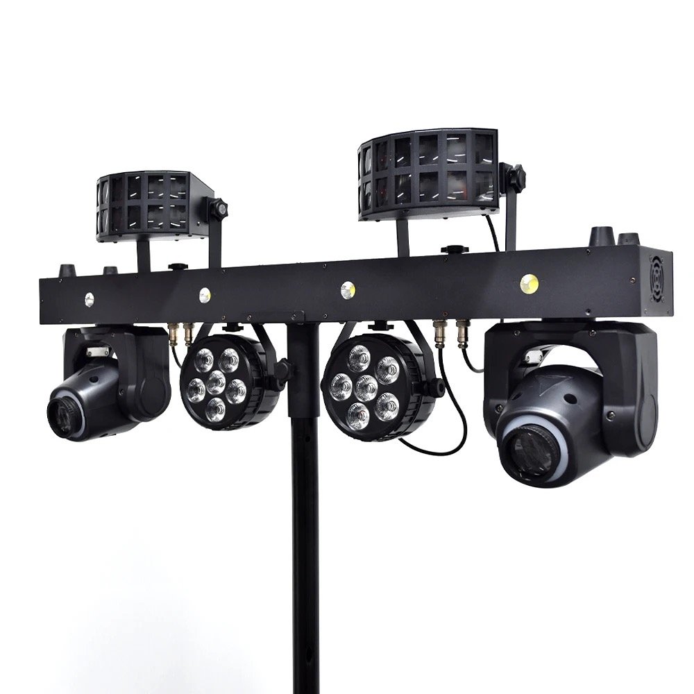 Sailwin Stage LED Party Bar Light System Kits DerbyStrobe LED Moving Head Par 4in1 DJ With Stand Bag T Bar LED Stage Lighting