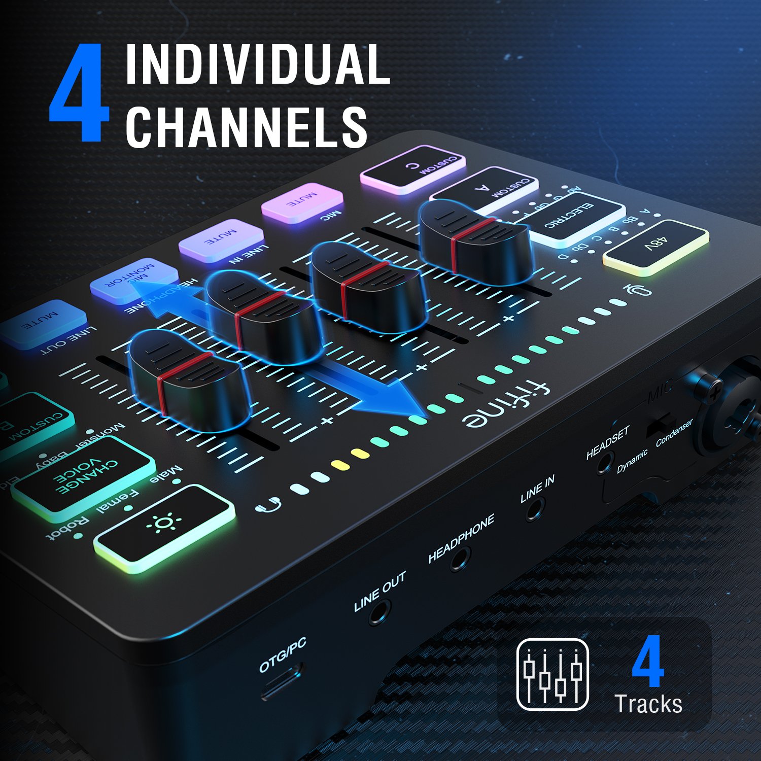Fifine KSH3 Podcast Equipment Recording Studio Microphone Live Stream SoundCard RGB Speaker Audio Mixer Sound Card