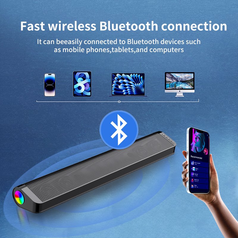 Blue tooth Wireless RGB Speaker with AUX TV Sound Blaster Long Home Audio Equipment Living Room Sound Bar Speaker