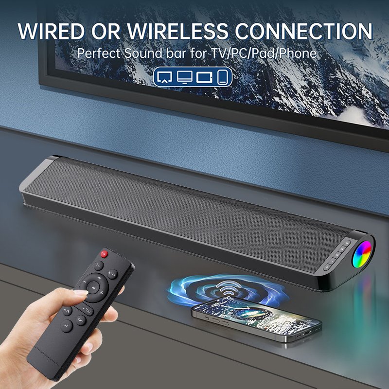 Blue tooth Wireless RGB Speaker with AUX TV Sound Blaster Long Home Audio Equipment Living Room Sound Bar Speaker