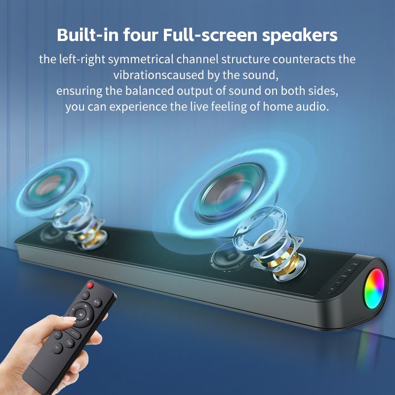 Blue tooth Wireless RGB Speaker with AUX TV Sound Blaster Long Home Audio Equipment Living Room Sound Bar Speaker