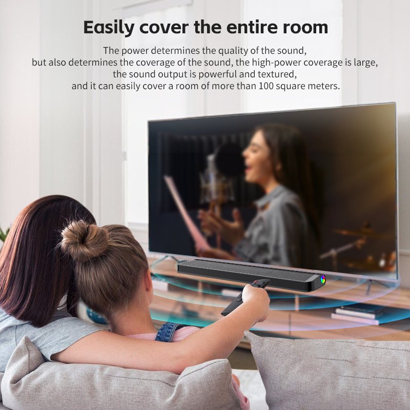 Blue tooth Wireless RGB Speaker with AUX TV Sound Blaster Long Home Audio Equipment Living Room Sound Bar Speaker