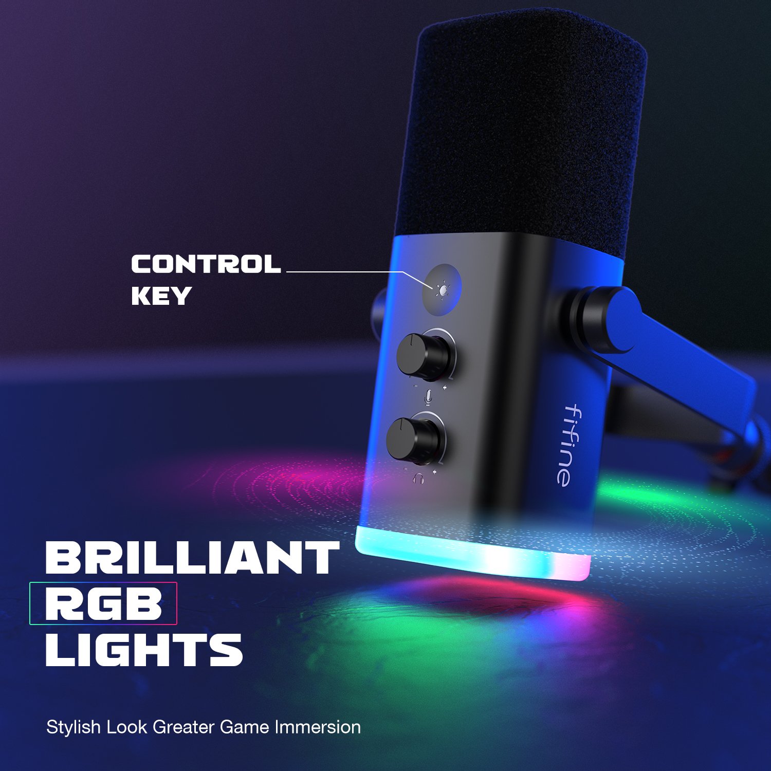 FifineProfessional XLR Dynamic Microphone LED Light Gaming On-ear & Over-ear Headphones USB PC Podcast Audio Sound Cards Mixers