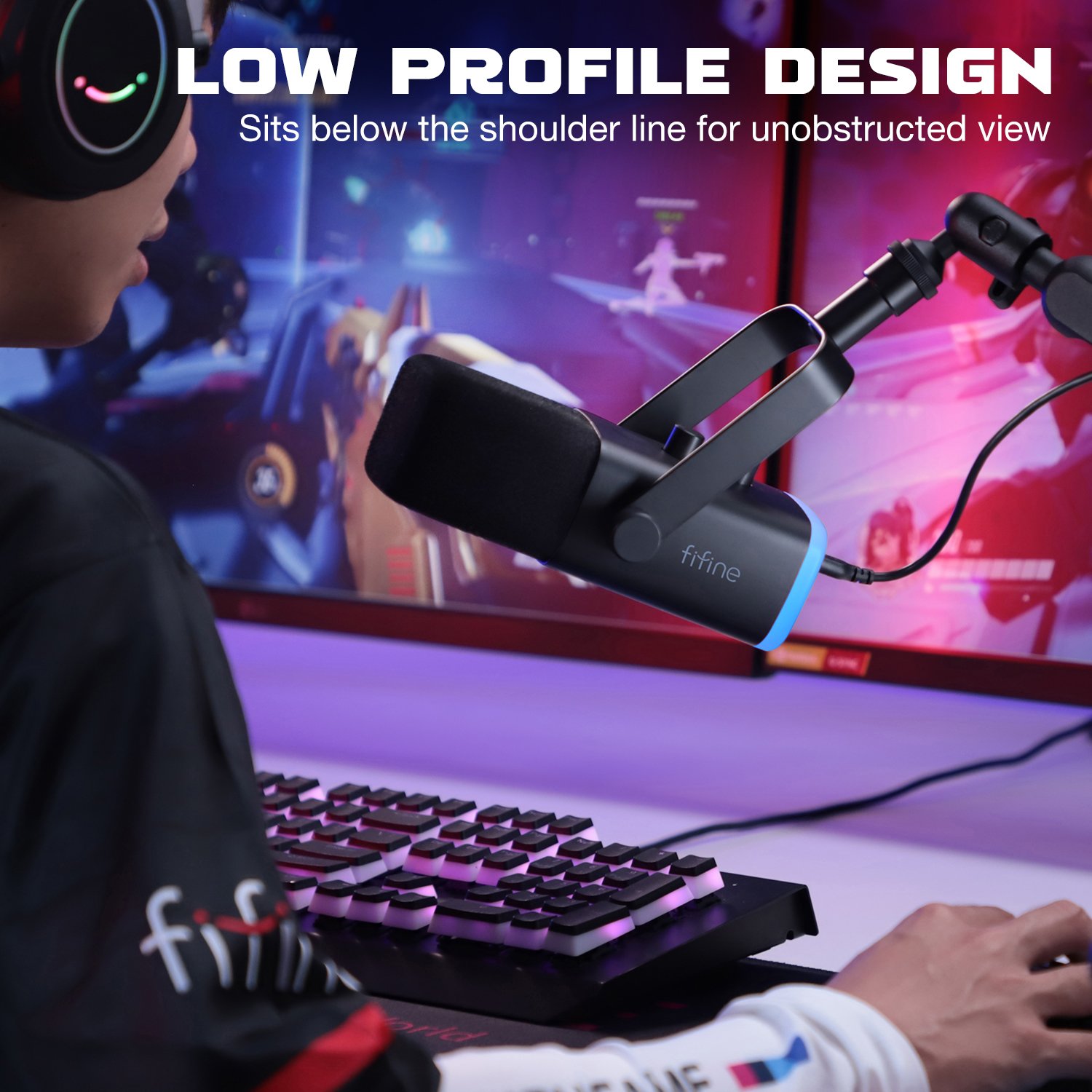 FifineProfessional XLR Dynamic Microphone LED Light Gaming On-ear & Over-ear Headphones USB PC Podcast Audio Sound Cards Mixers