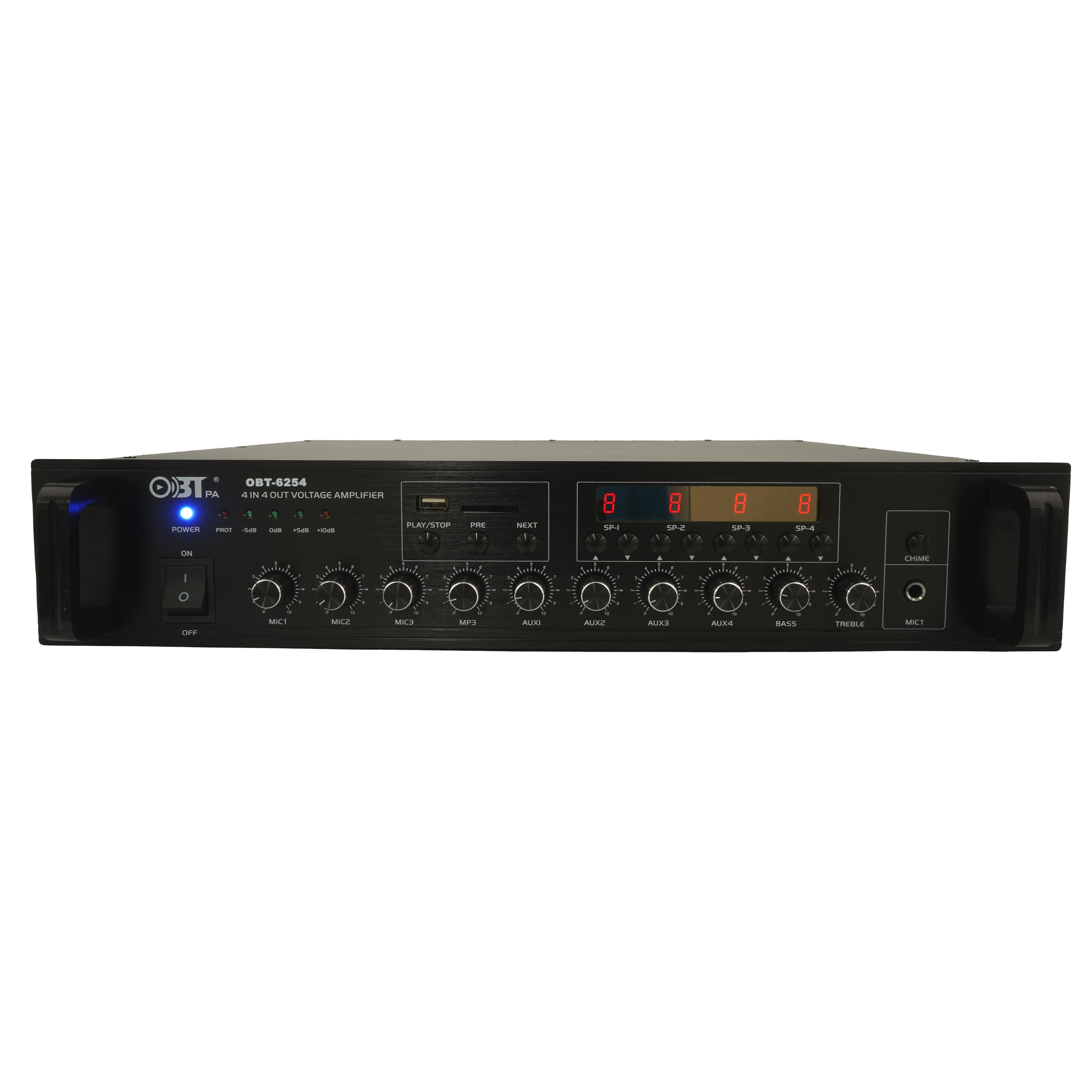 OBT-6254 PA Amplifier Systems Kit 4 Channels Audio Power Amplifi 200 Watt Hifi Sub Woofer Power Amplifier