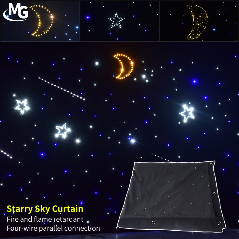 Custom Size LED Star Curtain Twinkling Blue White Light Backdrop For Wedding Events Backdrop