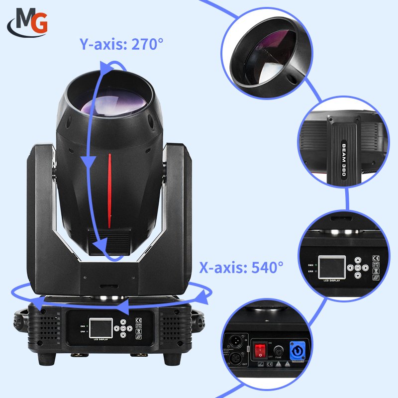 Factory Price 380w Beam Moving Light Cabeza Movil 20R Beam 380 Moving Head Stage Dj Sharpy Lights