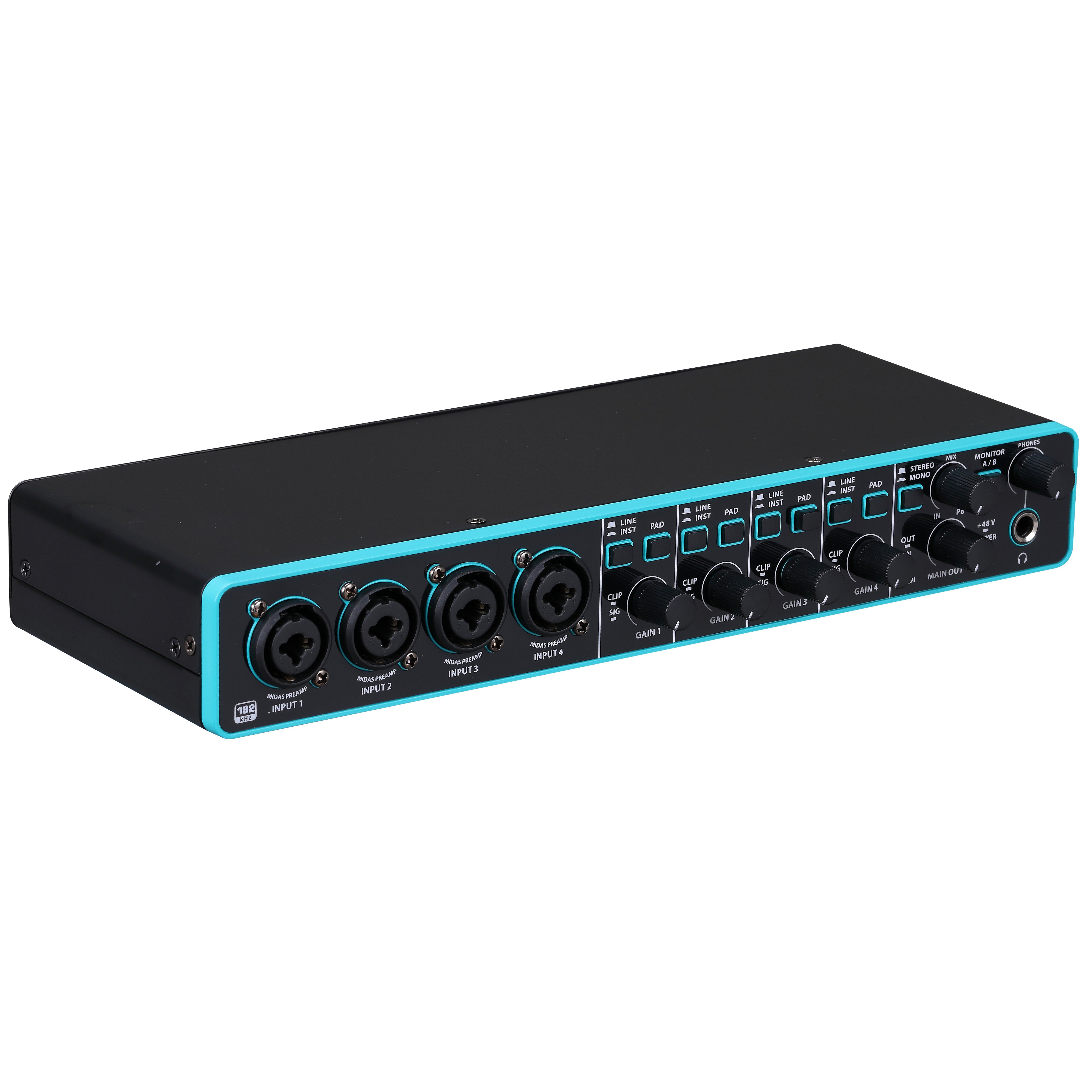 Professinal 4x4 24-Bit 192 kHz Audio Interface Sound Card Computer Guitar Mic Usb Interface With Mic Preamplifier For Recording