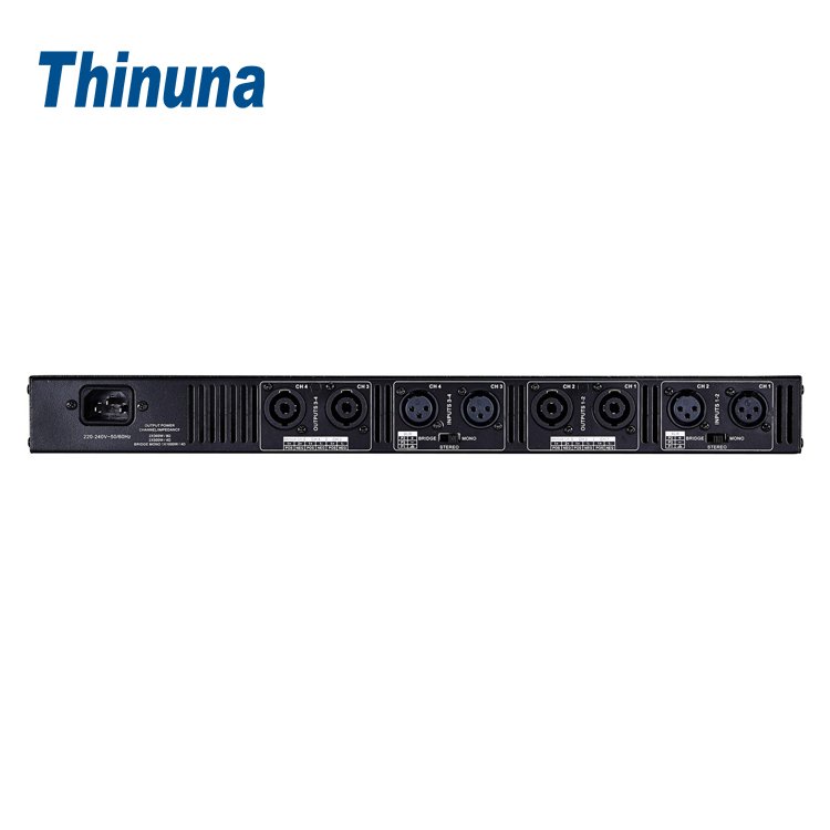 Thinuna DA-4300 Commercial PA Public Address Audio System Four Channel Digital Professional 1U Class D Audio Power Amplifiers
