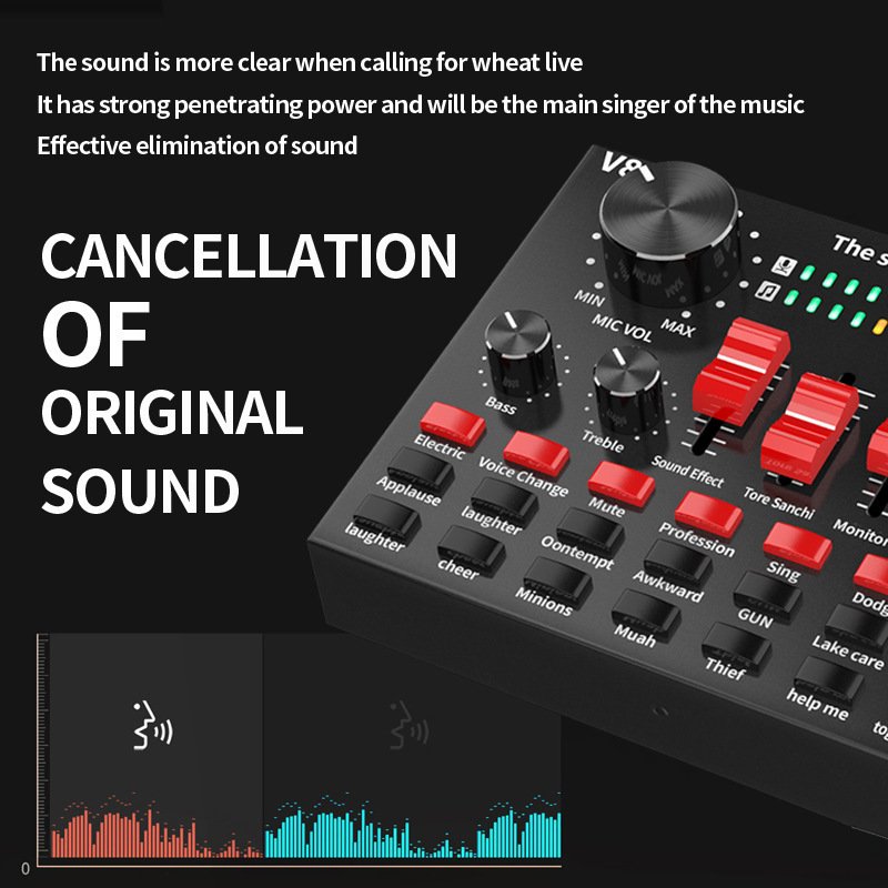 Universal V8S Live Broadcasting Sound Card Mobile Phone Computer Anchor Recording Sound Mixer for BM800 LGT 240