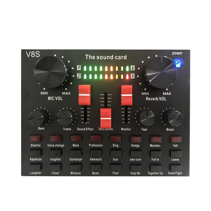 Universal V8S Live Broadcasting Sound Card Mobile Phone Computer Anchor Recording Sound Mixer for BM800 LGT 240