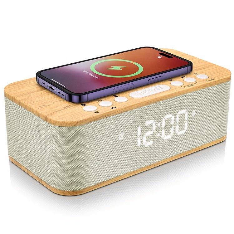 FANSBE 3 In 1 Home LED Display 10W Subwoofer Wireless Charger Digital Alarm Clock Bluetooth Speaker