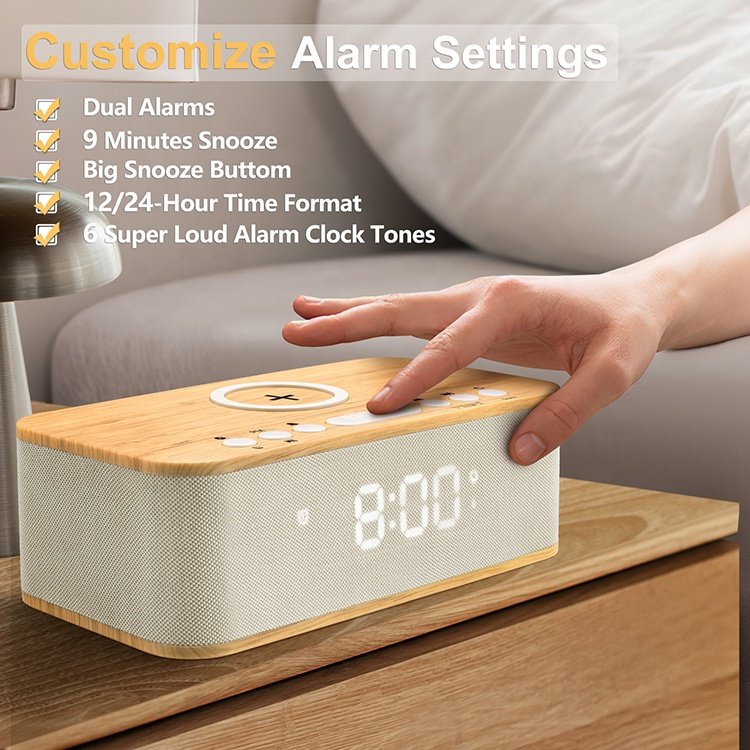 FANSBE 3 In 1 Home LED Display 10W Subwoofer Wireless Charger Digital Alarm Clock Bluetooth Speaker