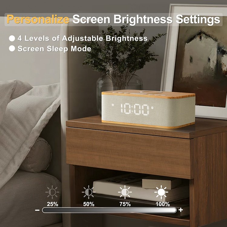 FANSBE 3 In 1 Home LED Display 10W Subwoofer Wireless Charger Digital Alarm Clock Bluetooth Speaker